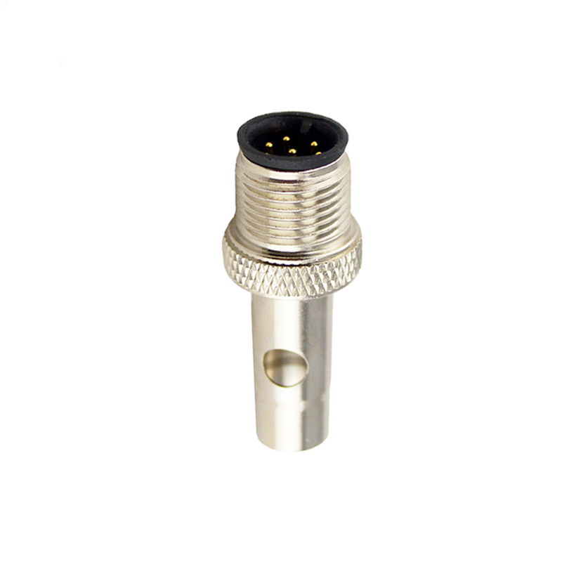 M12 5pins A code male moldable connector with shielded,brass with nickel plated screw